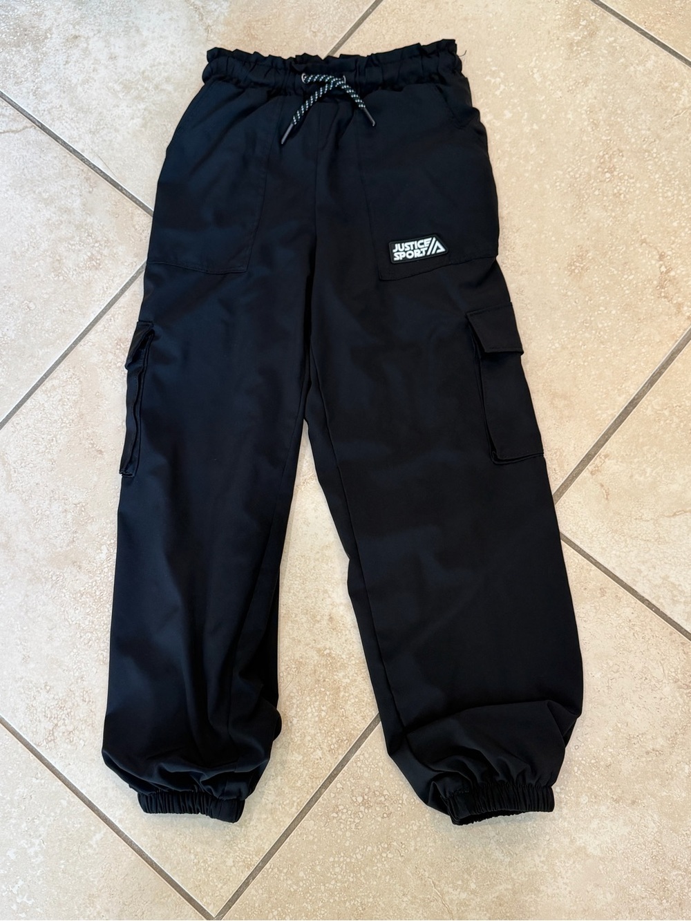 Justice Black Cargo Joggers with Drawstring